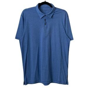 John Varvatos Polo Shirt Mens Large Blue Henley Short Sleeve Modal Star USA‎